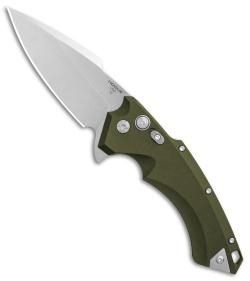 Hogue X5 Flipper 4.0 Inch Spear Point Blade Tumbled Finish OD Green Aluminum Frame