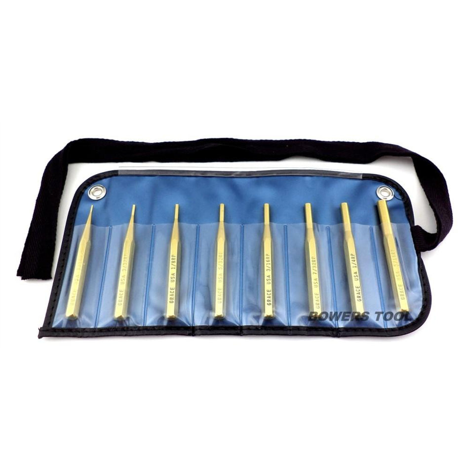 Grace USA Brass Roll Spring Punch Set 8-Piece for Gunsmiths