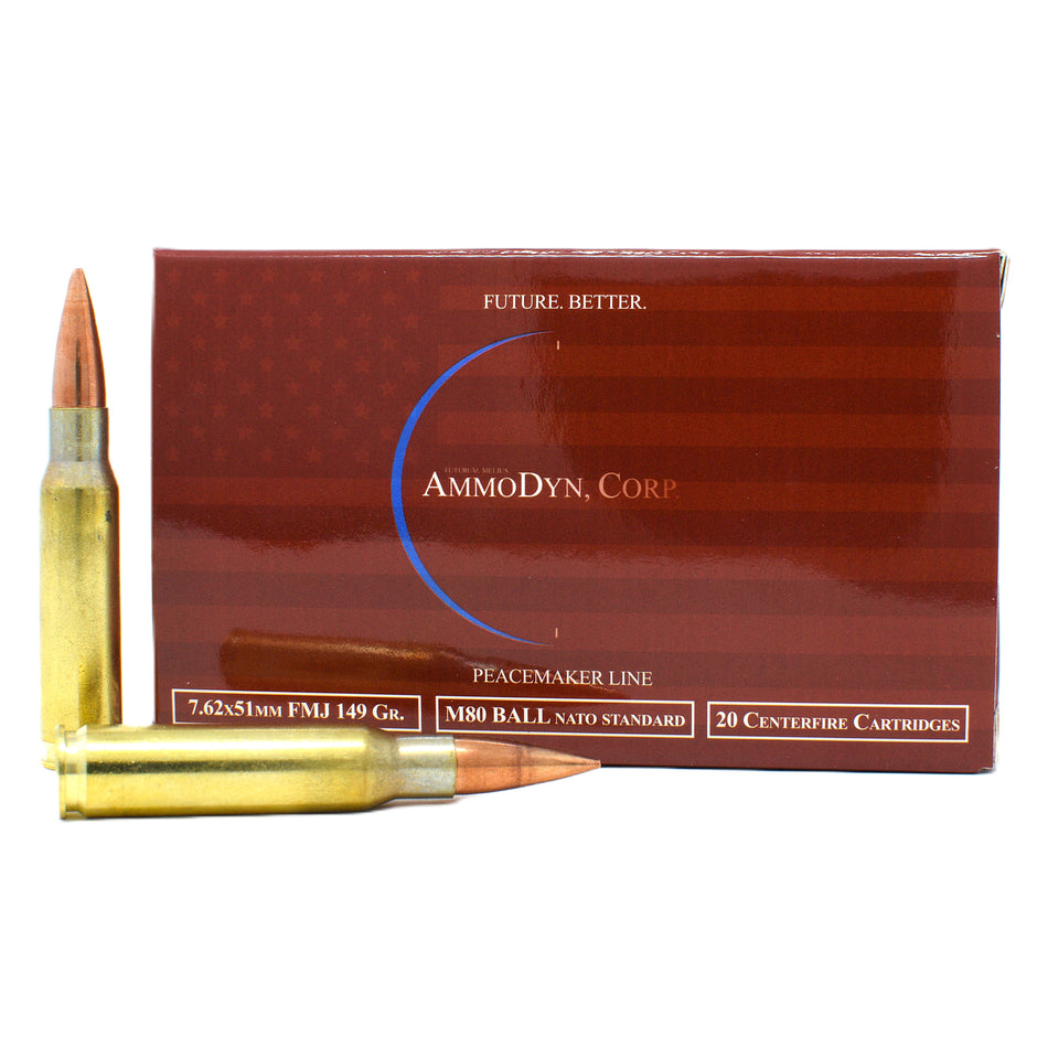 AmmoDyn 7.62x51mm NATO 149 Grain Full Metal Jacket(FMJ) Brass