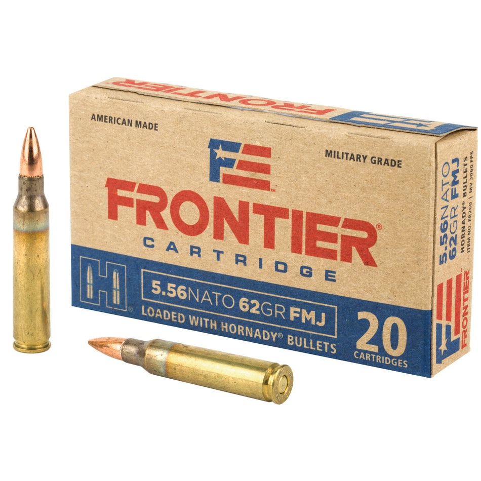 Frontier Cartridge Lake City Military Grade 5.56x45mm NATO 62 gr FMJ ammo