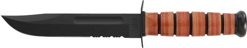 KA-BAR Fighting/Utility Knife 7" Serrated US Army with Leather Sheath