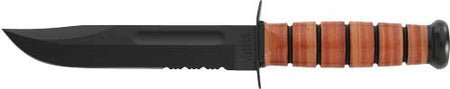KA-BAR Fighting/Utility Knife 7" Serrated US Army with Leather Sheath