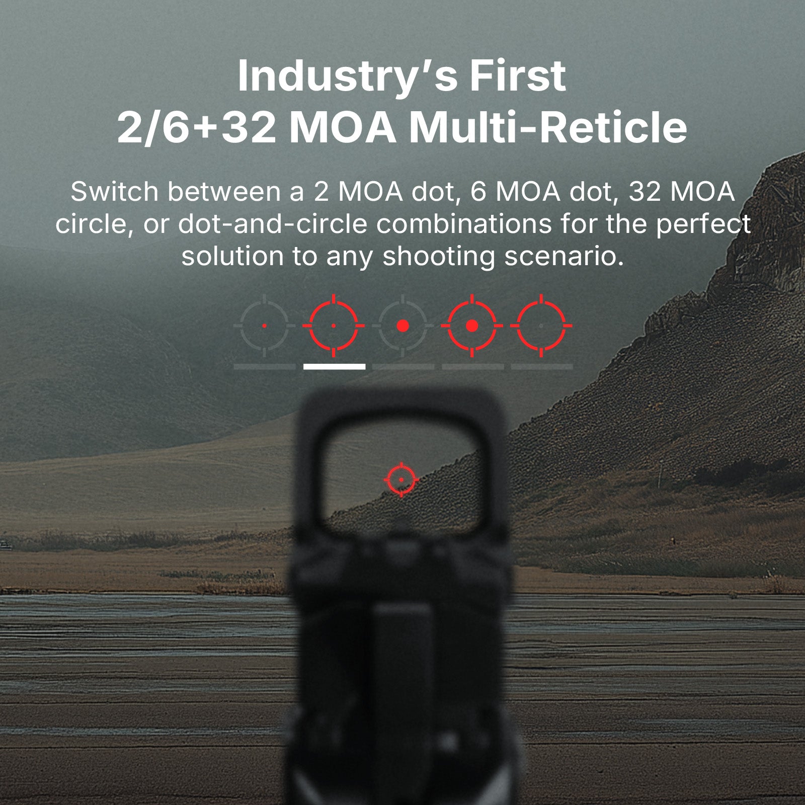 Osight XR Enclosed Red Dot with 2/6+32 MOA Multi-Reticle System and Magnetic Charging Cover
