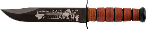 KA-BAR USMC Operation Iraqi Freedom 7" Fixed Blade Knife with Leather Sheath
