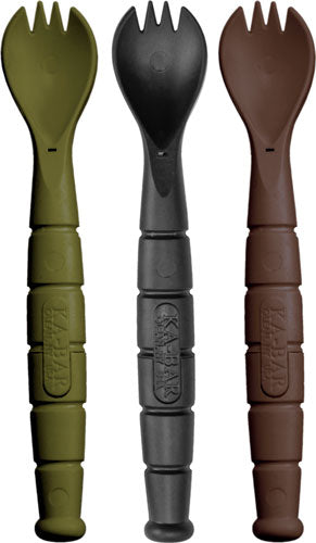KA-BAR Mil-Spec Spork & Knife 3-Pack - OD Green, Black & Brown