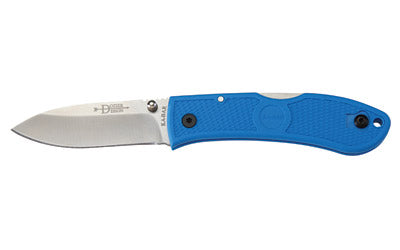 KA-BAR Dozier Folding Knife 4062BL, 3" Blade, 7.25" OAL, AUS 8A Stainless Steel, Satin Finish, Blue Zytel Handle, Plain Edge