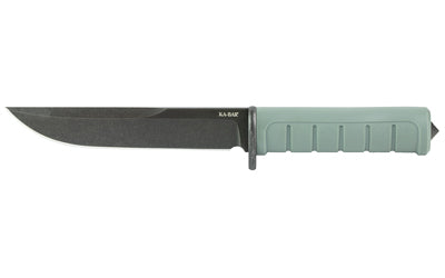 KA-BAR Dust I Fixed Blade Knife 6100, 6.125" Clip Point, D2 Steel, 11" OAL, Matte Black, Green GFN Handle, MOLLE-Compatible Sheath