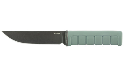 KA-BAR Dust II Fixed Blade Knife 6101, 5.25" Clip Point, D2 Steel, 9.88" OAL, Matte Black, Green GFN Handle, Hard Plastic Sheath