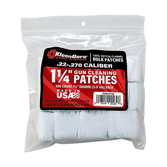 KleenBore 1-1/4" Bore Cleaning Patches .22-.270 Cal / .410-20 ga - 500 Count