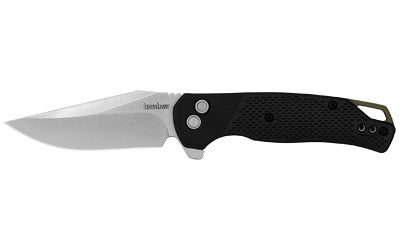 Kershaw Runoff Folding Knife, 3.1" Clip Point 8Cr13MoV Stonewashed Blade, Button Lock, Black GFN Handle 1429