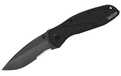 Kershaw Blur Glass Breaker Folding Knife, 3.4" Modified Drop Point, 14C28N Steel, Black Aluminum, SpeedSafe 1670GBBLKST