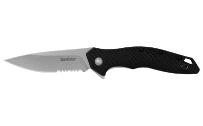 Kershaw Shoreline Assisted Opening Folding Knife, 3" Spear Point Combo Edge 8Cr13MoV Blade, Liner Lock, Black GFN Handle 1845ST