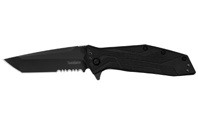 Kershaw Brawler Assisted Opening Folding Knife, 3" Modified Tanto Combo Edge, 8Cr13MoV Blade, Black GFN Handle 1990ST