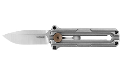 Kershaw Cybernet OTF Folding Knife, D2 Steel Satin Blade, 2.4" Spear Point, Stainless Handle with Pocket Clip 2046