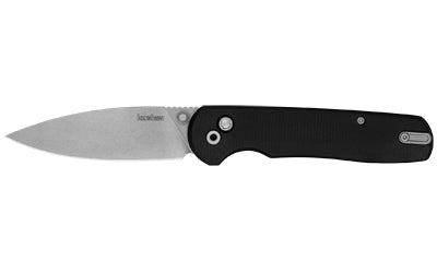 Kershaw Remnant Folding Knife, 3.25" Spear Point D2 Blade, Button Lock, Black Linen Micarta Handle 2054