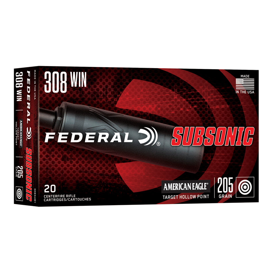 Federal American Eagle .308 Win 205 Grain Subsonic Target Hollow Point