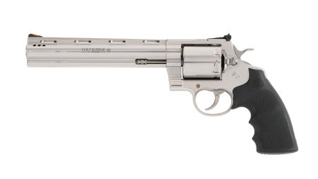 Colt Mfg KODIAKSP8RTS Kodiak 44 Mag 6 Shot 8" Stainless Ported Vent Rib Barrel, Stainless Unfluted Cylinder & Stainless Steel Frame, Black Rubber Grip, Exposed Hammer