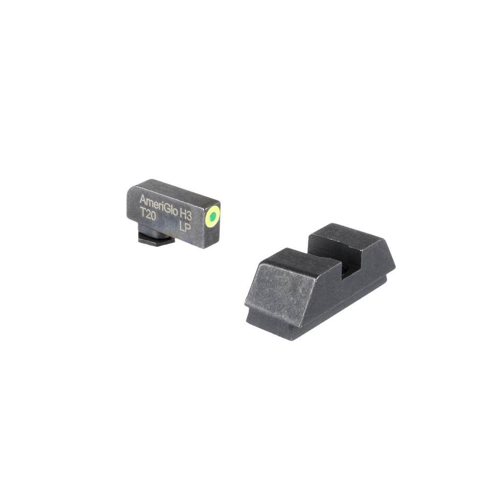 Ameriglo Optics Compatible Tritium Sight Set for Glock Flat Black .295 Rear Tall Green Lumigreen .220 Front