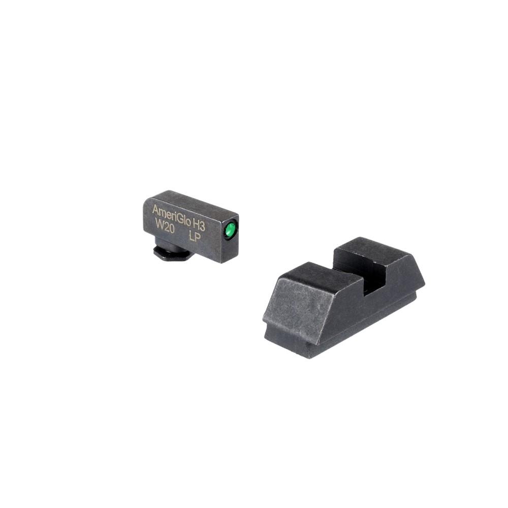Ameriglo Optics Compatible Tritium Glock Sight Set Flat Black .295 Rear Tall Green Black .220 Front