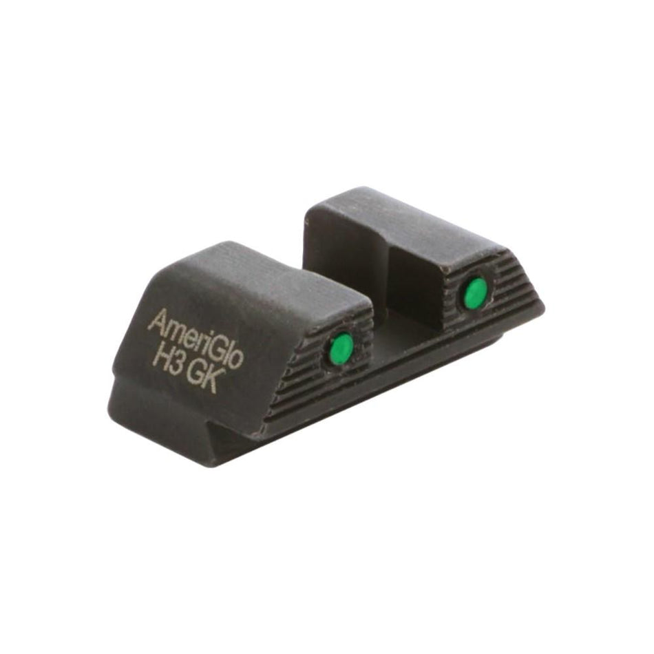 Ameriglo Green Tritium 2-Dot Black Outline Rear Sight .256in H .165in Square Notch for Glock 42/43/43X/48