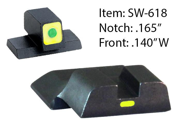 Ameriglo CAP Tritium Night Sight Set Green Front LumiGreen Outline for S&W M&P Shield