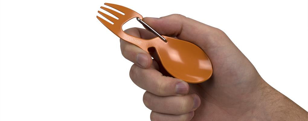 Kershaw Ration Orange Eating Utensil Multi-Tool 4-3/5" Spork with Bottle Opener