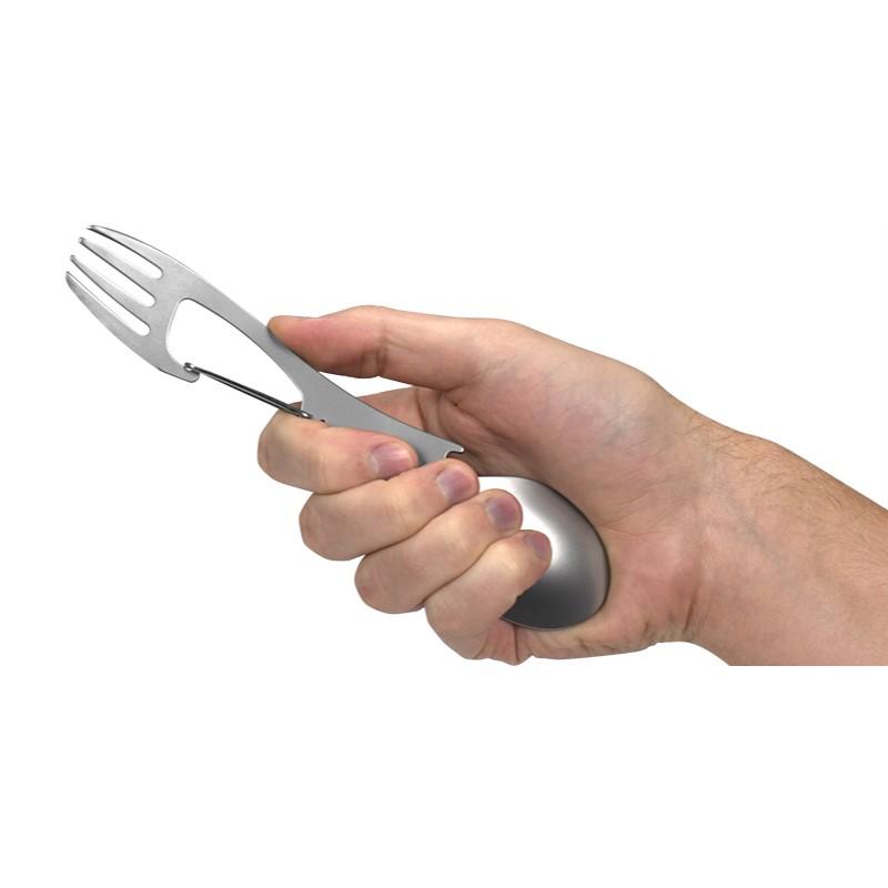 Kershaw Ration XL Stainless Steel Eating Utensil Multi-Tool 7-3/10" with Carabiner