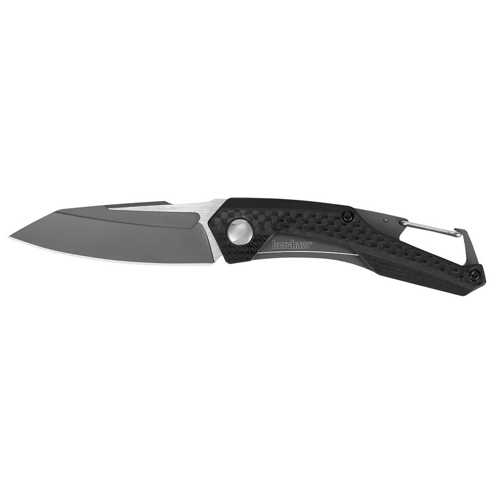 Kershaw Reverb Folding Knife 2-1/2" Drop Point Blade with Carabiner Clip Black
