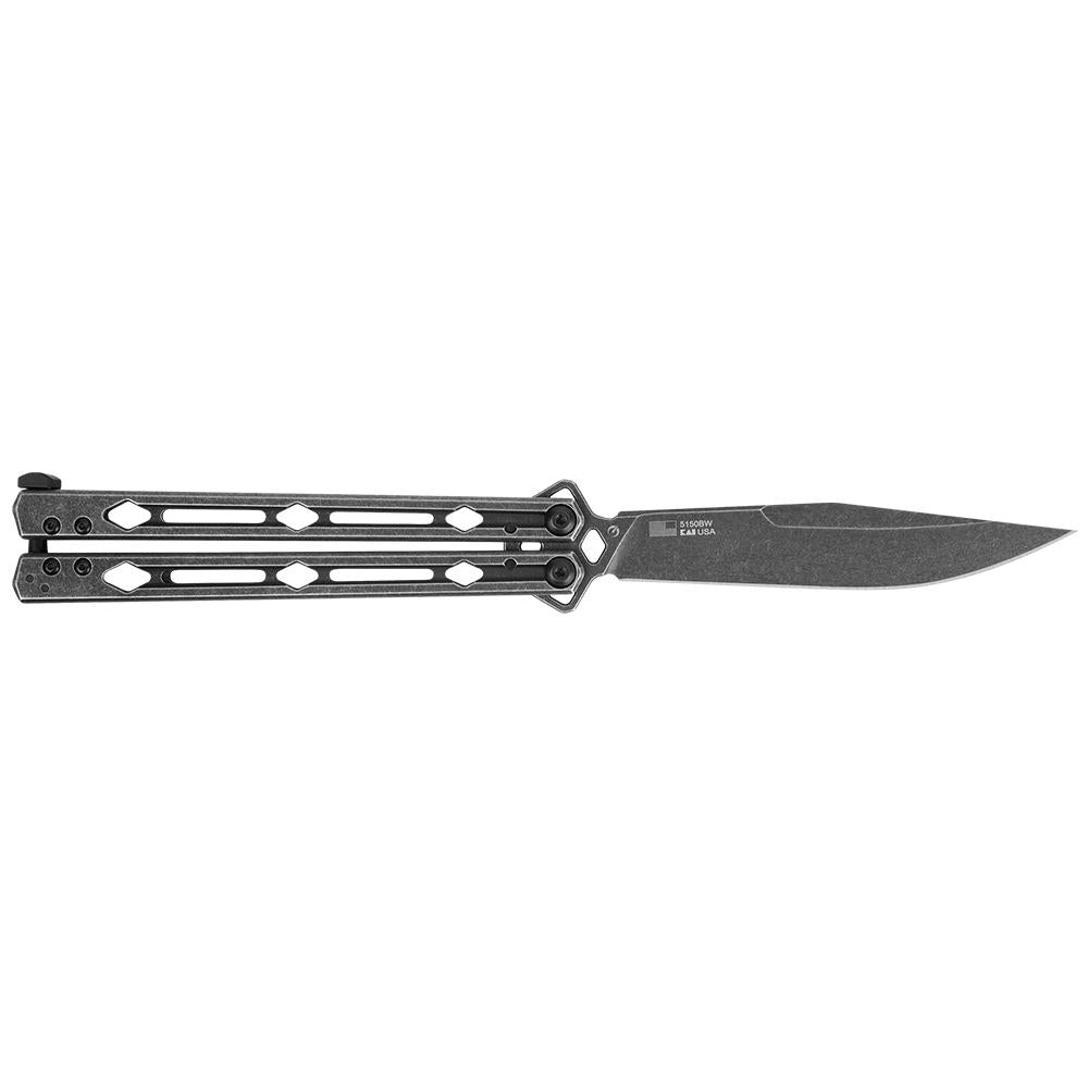 Kershaw Lucha Butterfly Folding Knife 4-3/5" Drop Point BlackWash Finish