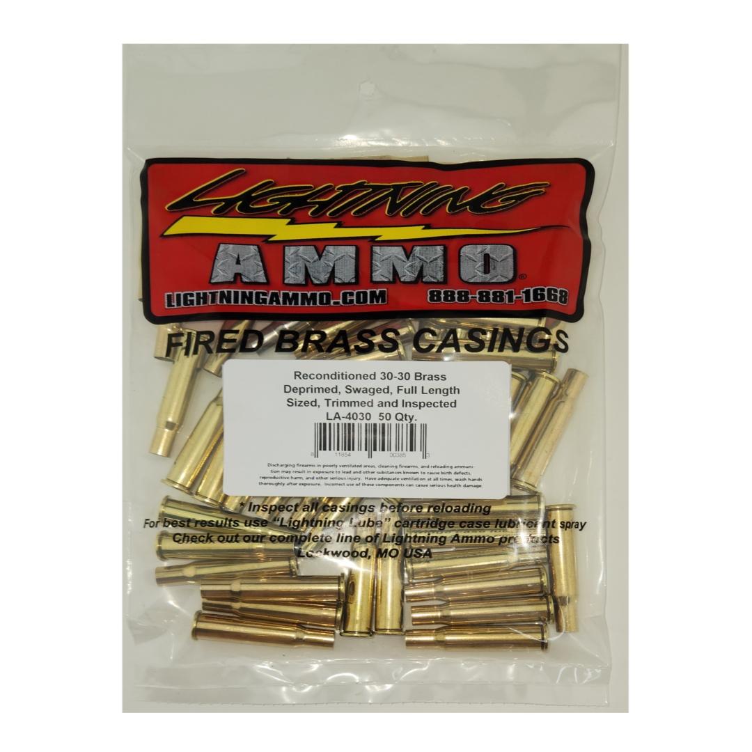 Lightning Ammo Reconditioned 30-30 Full-Length Sized Brass 50/Bag