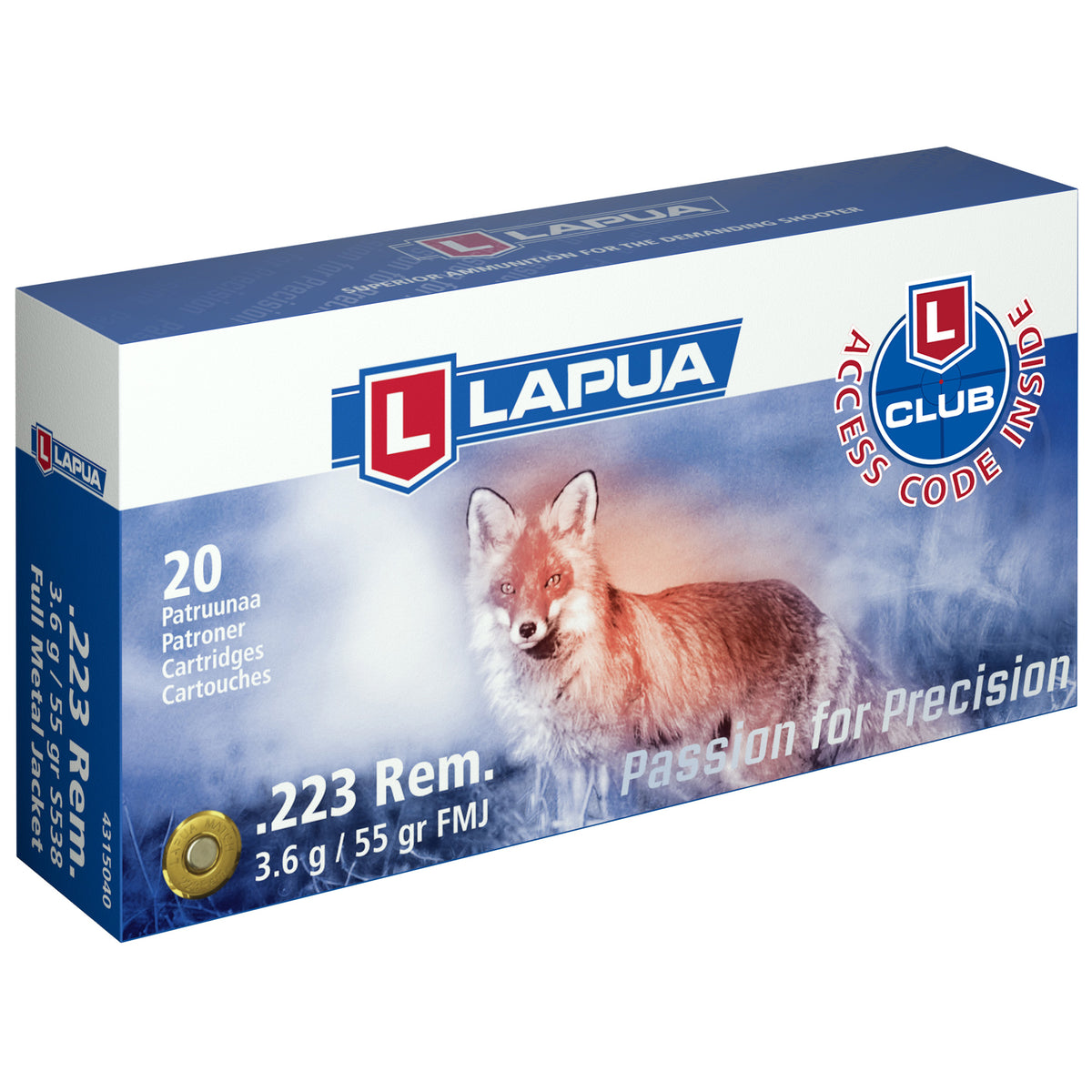 Lapua 4315042  Full Metal Jacket FMJ 55 Grain .223 Remington