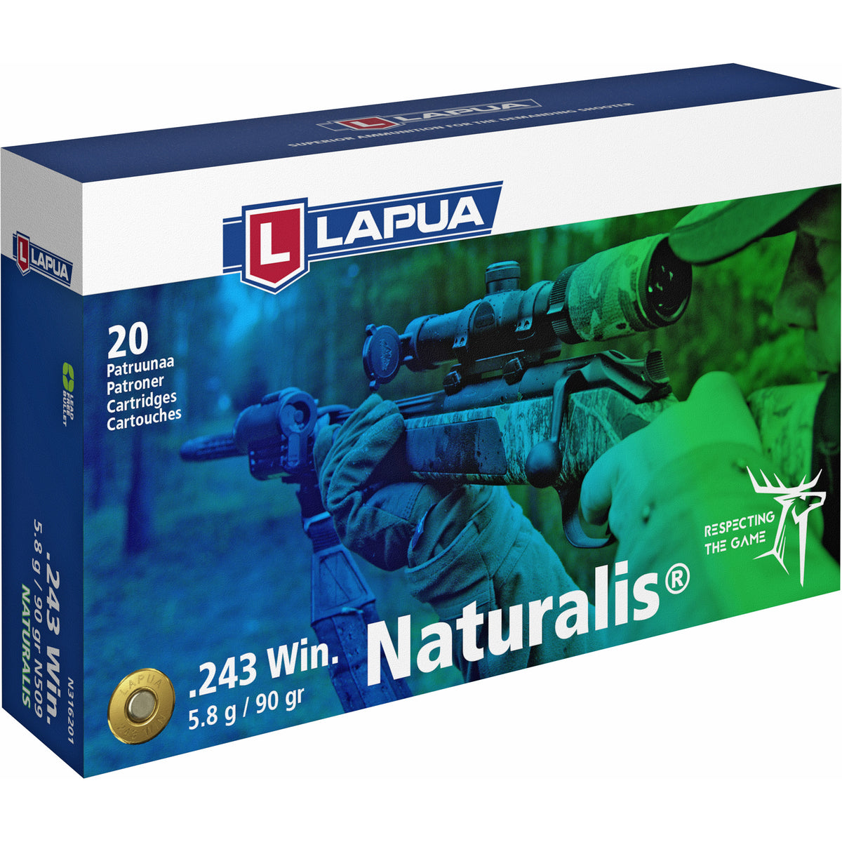 Lapua 4316052  Full Metal Jacket FMJ 90 Grain .243 Winchester