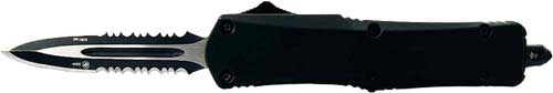 Templar Knife Large OTF Black Rubber Handle 3.5" Black Dagger Serrated