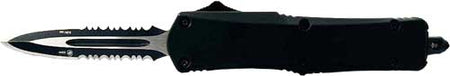 Templar Knife Large OTF Black Rubber Handle 3.5" Black Dagger Serrated