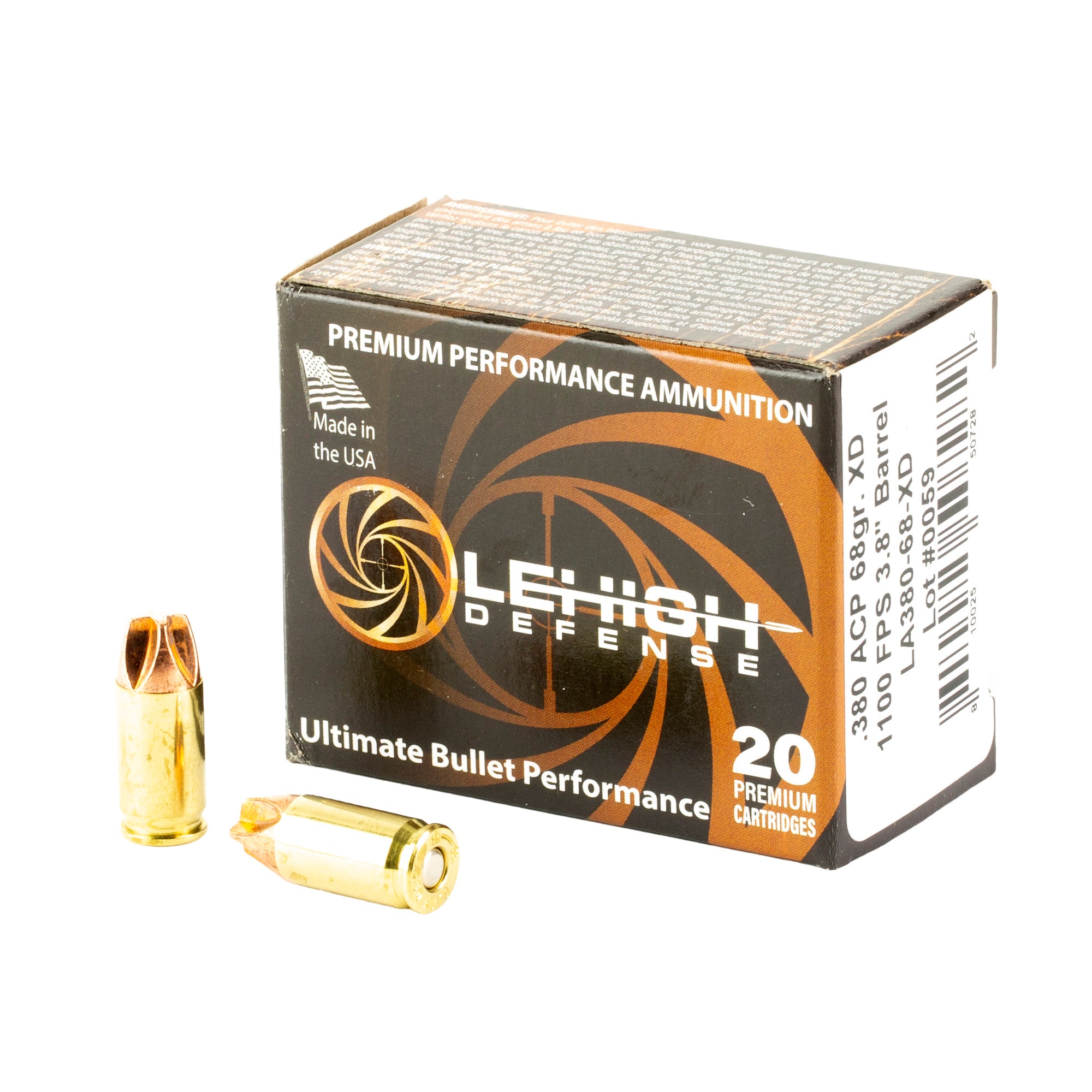 Lehigh Defense LA38068XD Xtreme Defense Fluid Transfer Monolithic  68 Grain .380 ACP/Auto