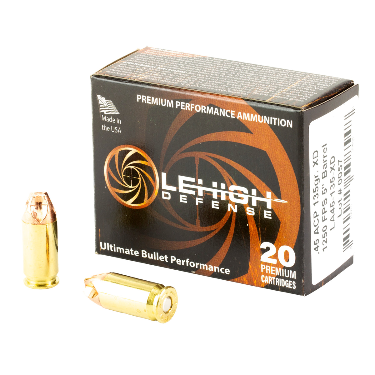 Lehigh Defense LA45135XD Xtreme Defense Fluid Transfer Monolithic  135 Grain .45 ACP/Auto