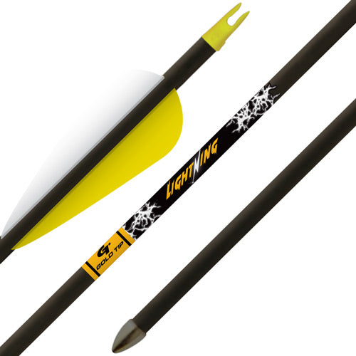 Gold Tip Lightning Youth Arrow 2.5" Vane Tec Glue-In Point 28in 3-Pack