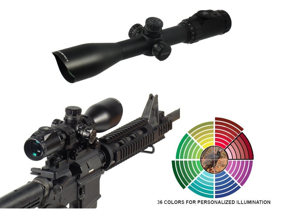 Leapers UTG AccuShot SWAT IE Rifle Scope 3-12x44mm AO 36-Color Mil-Dot Reticle Matte