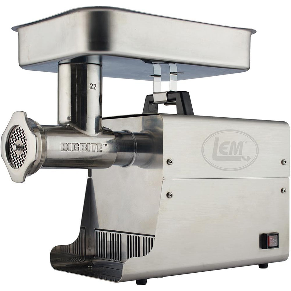 LEM Products #22 Big Bite Stainless Steel Electric Meat Grinder 1 HP