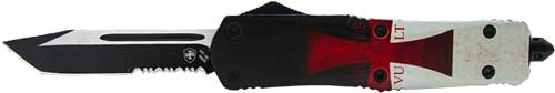 Templar Knife Large OTF Templar Flag 3.5" Black Tanto Serrated Blade