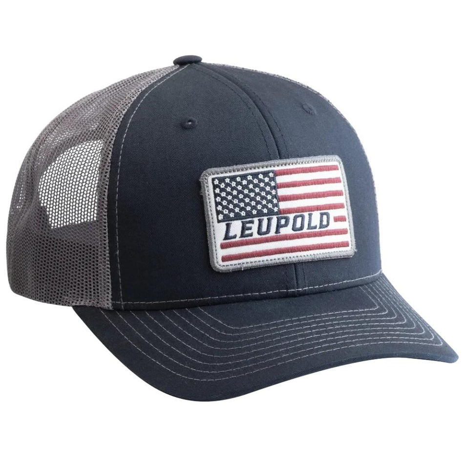 Leupold Flag Snapback Trucker Hat Navy and Gray