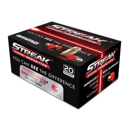 Ammo Inc 9115JHPSTRKRED Streak Visual (RED) Jacketed Hollow Point 115 Grain 9mm Luger/Parabellum 1124 fps