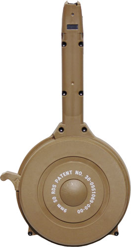 Iver Johnson Glock 9mm Luger 50-Round Tan Drum Magazine Polymer