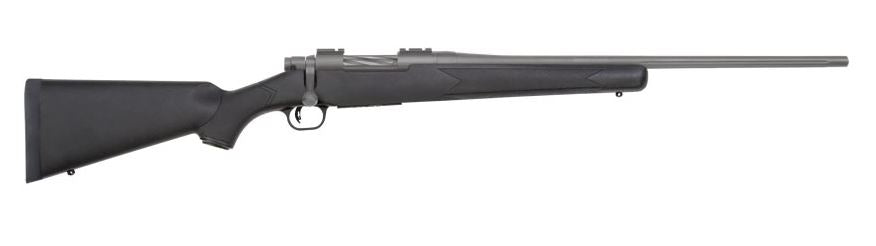 Mossberg 28005 Patriot 243 Win 5+1 22" Stainless Cerakote Fluted Barrel, Stainless Cerakote Receiver Drilled & Tapped, Black Fixed Synthetic Stock, Right Hand