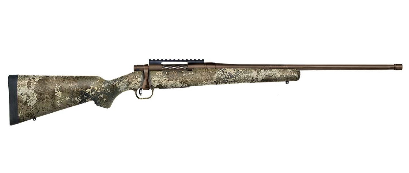 Mossberg 28044 Patriot Predator 243 Win 5+1 22" Patriot Brown Cerakote 4.49" Fluted Barrel Patriot Brown Cerakote Steel TrueTimber Strata Right Hand