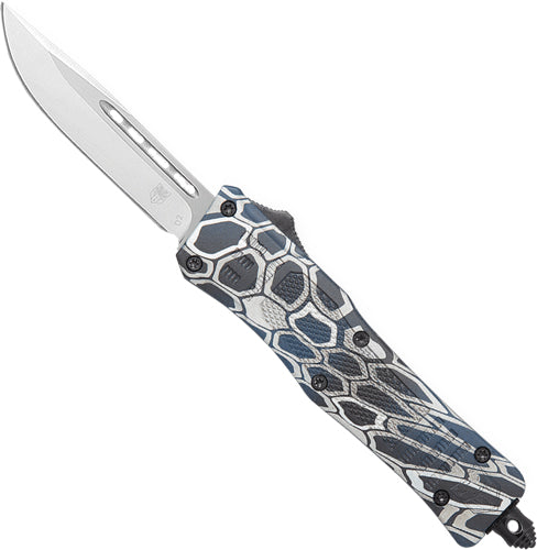 CobraTec Medium CTK1 OTF Blue Cobra Skin 3" Drop Point Blade Knife