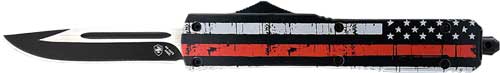 Templar Knife Slim OTF Back the Red 3.1" Black Drop Point Blade