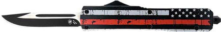 Templar Knife Slim OTF Back the Red 3.1" Black Drop Point Blade