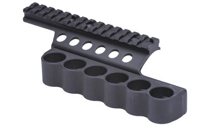 Mesa Tactical SureShell 6-Shell Side Saddle with Rail 5.5", 12 Gauge, Fits Benelli Super Nova, Black 92010