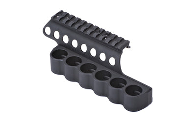 Mesa Tactical SureShell 6-Shell Side Saddle with Rail, 12 Gauge, Fits Mossberg 500/590, Black 93630